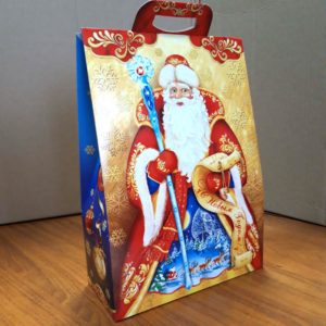 Коробка НГ "Праздничная (Поздравление)" 2000гр 230*100*330/375мм